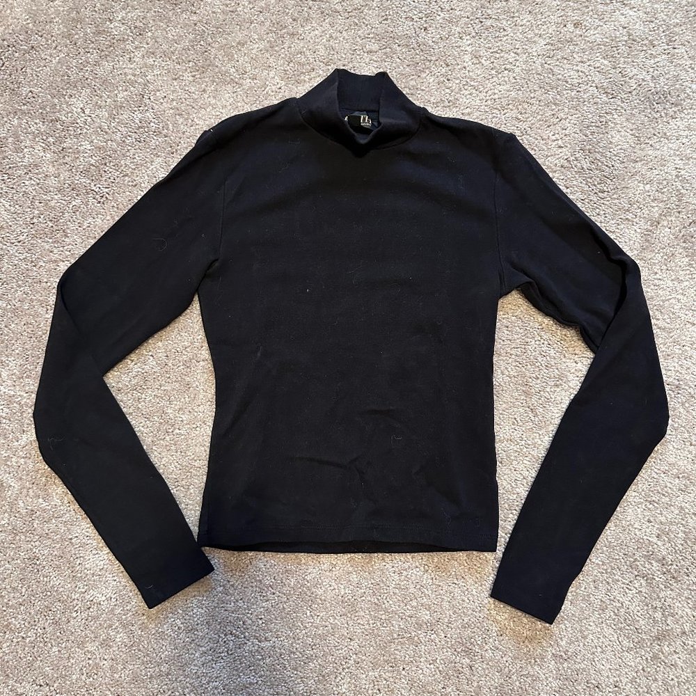 Black Cropped Fitted Turtle Neck